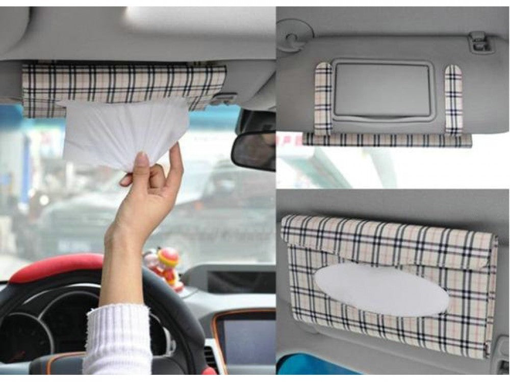 Auto car sun visor Paper Tissue Buff-Lattice holder box & 4 New