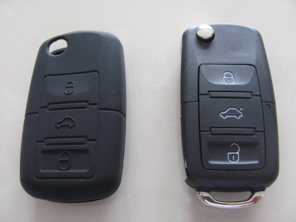 Remote Flip Key FOB silicone black key case cover holder VW