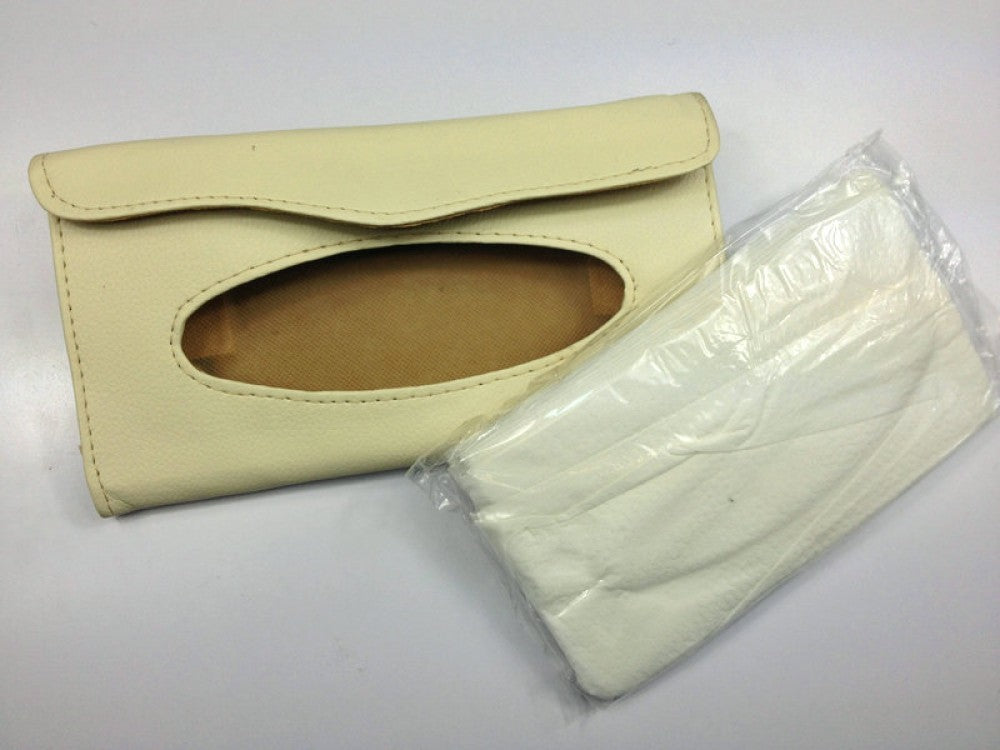 Auto car sun visor Paper Tissue holder box Cream-colored