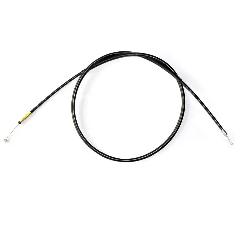 Black motorcycle throttle cable with gold connector, compatible with dirt bikes, ATVs, and scooters