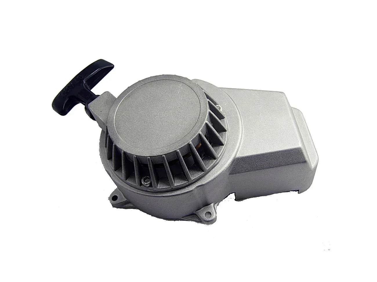 Silver 49cc 2-stroke engine with black pull start for scooters, go-karts, or ATVs