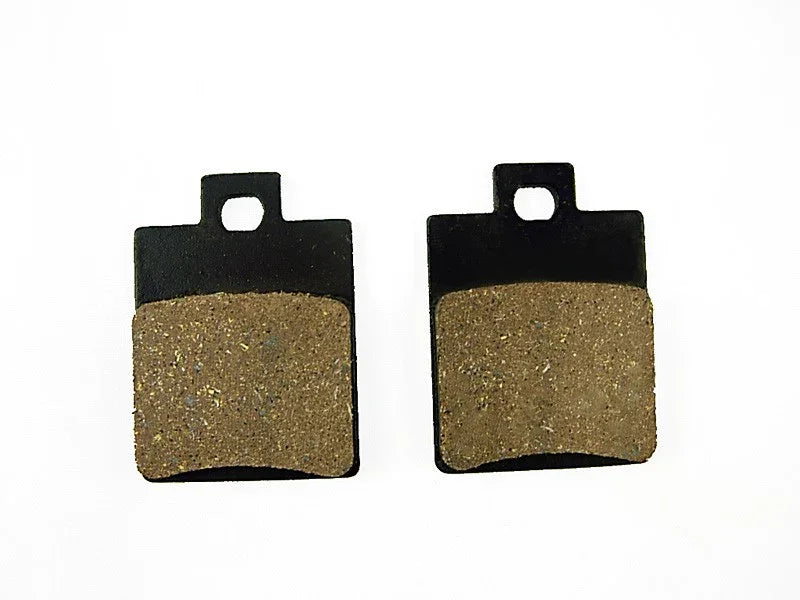 Universal brake pad set for 125cc scooters from Chinese Parts USA, shown with metal backing and brake friction material