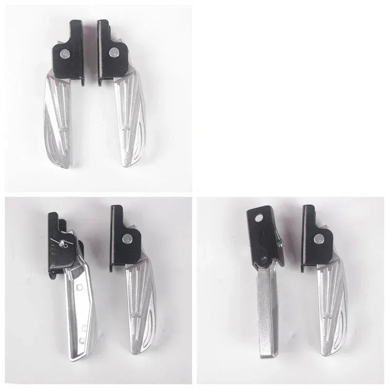 Aluminum chrome motorcycle footpegs and footboards by ChinesePartsUSA, showcasing a sleek design and sturdy construction.