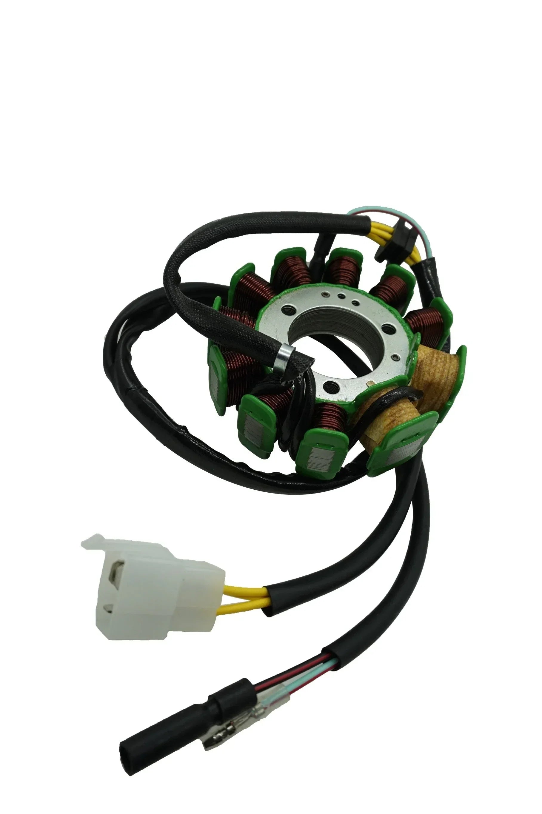 11-coil magneto stator for CG150, 200cc, 250cc dirt bikes, ChinesePartsUSA brand, shown in close-up of the electrical component.