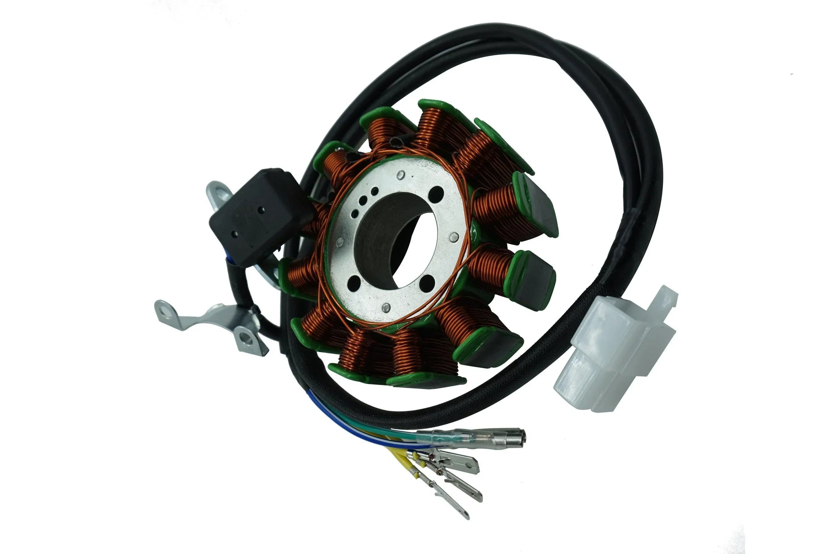 12 coils poles ignition stator magneto for CG150, CG200, CG250 dirt bikes by ChinesePartsUSA, showing coil and magneto components.