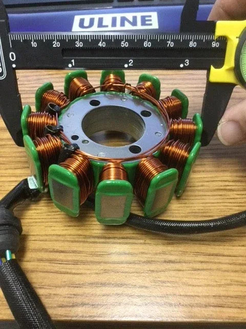 12 coils poles Magneto Stator for CG150, CG200, CG250cc dirt bikes, showing the stator with copper coils and metal mounting frame.