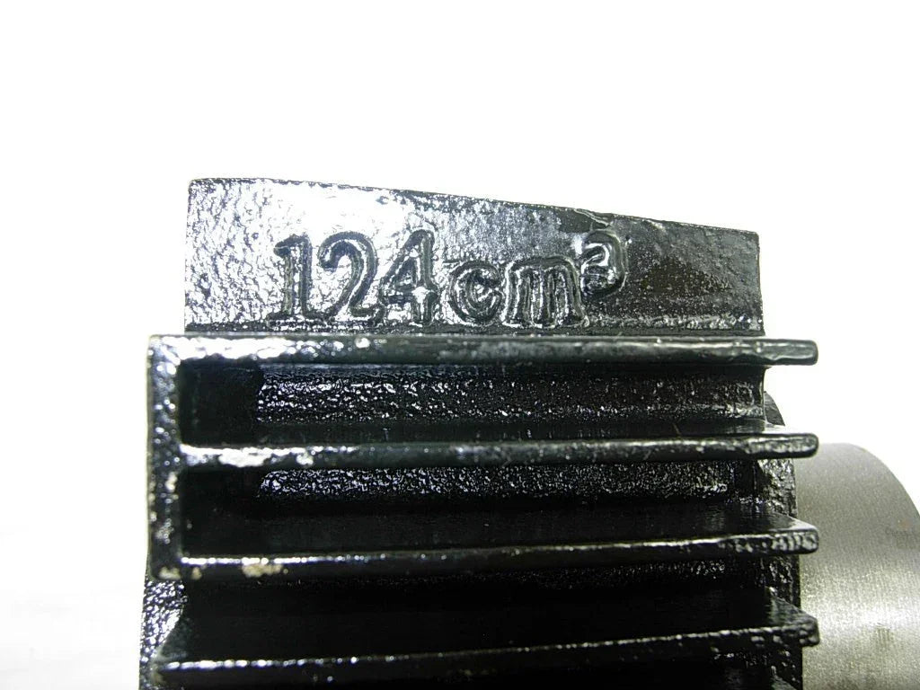 125cc E22 style engine cylinder body for dirt bikes, ChinesePartsUSA, showing the metal cylinder part with cooling fins.