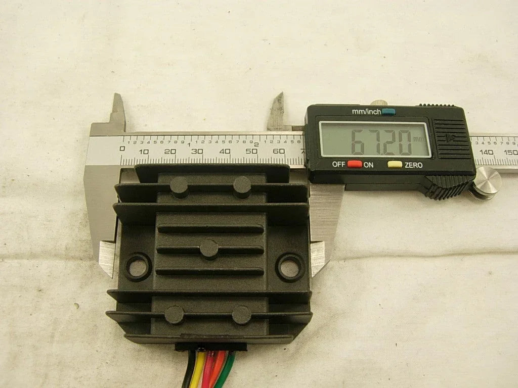 12V 5-pin rectifier regulator for GY6 scooters, ATVs, and go-karts, compatible with 125cc, 150cc, 152QMI, and 157QMJ engines.
