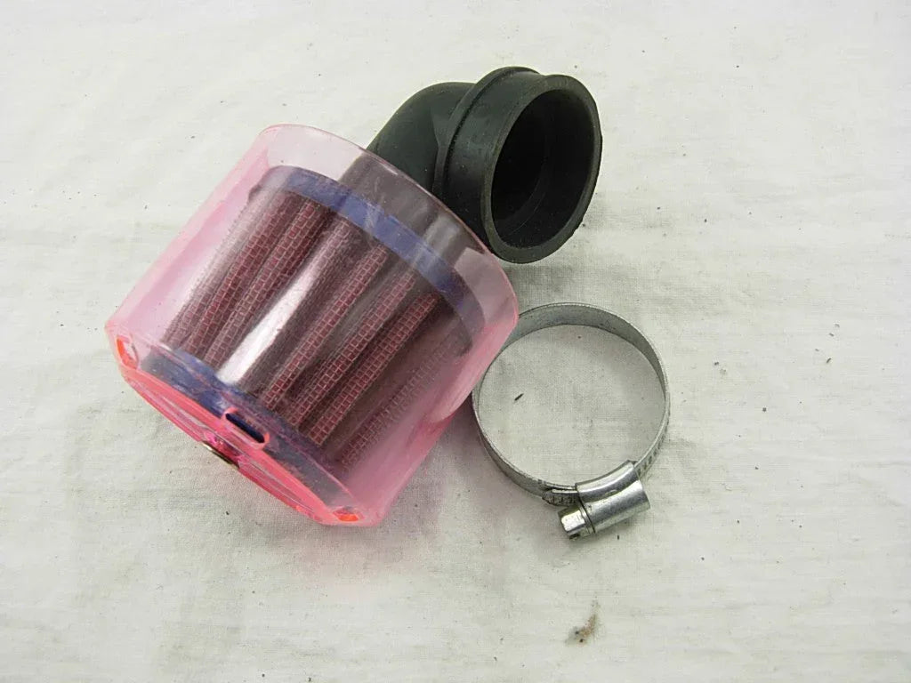 ChinesePartsUSA 35mm 90-degree air filter for dirt bikes, durable motorcycle air intake component, high-quality dirt bike part.