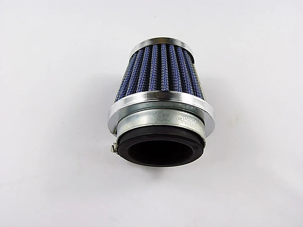 44mm dirt bike air filter from ChinesePartsUSA, close-up view of the cylindrical filter with mesh exterior and filter element visible.