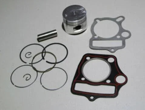 ChinesePartsUSA 54mm dirt bike piston kit and top end gaskets, showing engine components and gasket set for repair or upgrade.