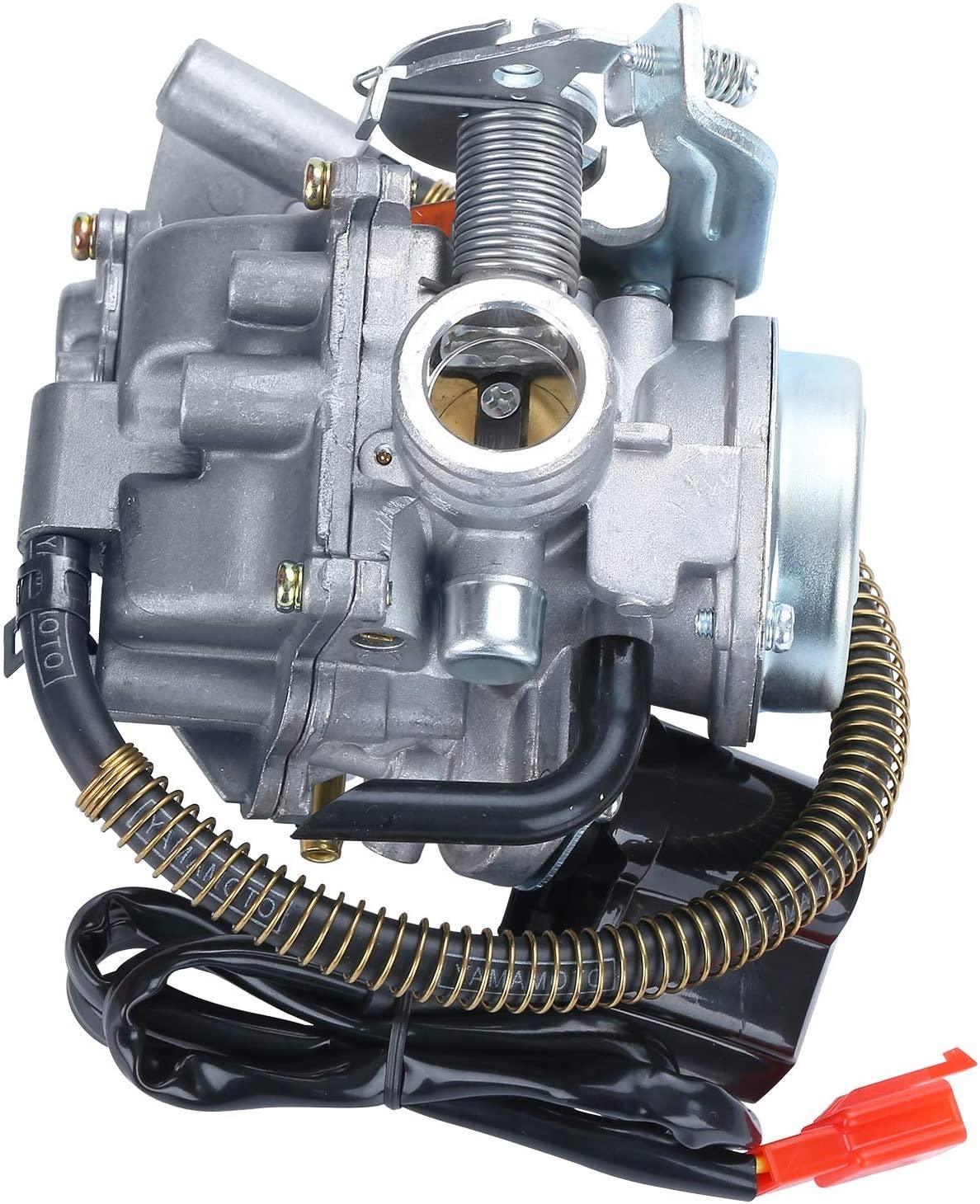 139QMB carburetor for GY6 49cc 50cc scooter, includes air filter and intake manifold, compatible with Taotao, Kymco, ATV, and go-kart engines
