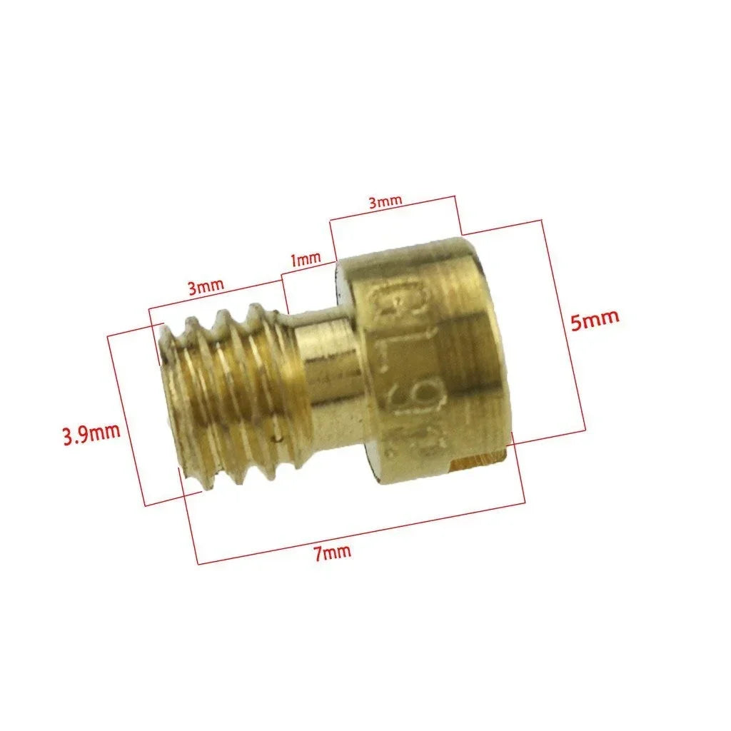 10-piece GY6 carburetor main jet set for 49cc, 50cc, 80cc, 100cc 139QMB and 139QMA engines, compatible with ChinesePartsUSA.
