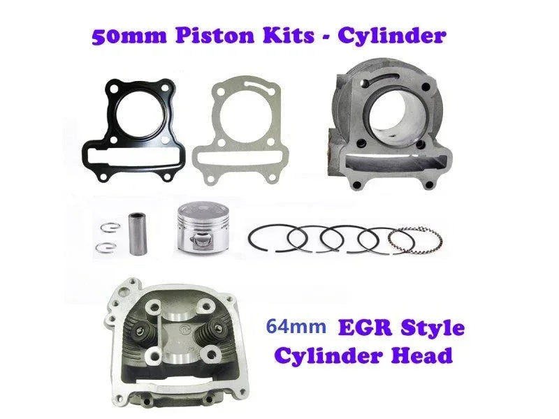 100cc QMB139 Big Bore Cylinder Kit for GY6 engine with 64mm EGR head, ChinesePartsUSA engine parts, durable and high performance