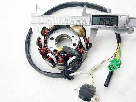 11 poles coils magneto stator with rotor for GY6 125cc and 150cc scooters, ChinesePartsUSA motorcycle parts.