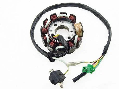 Gy6 125cc/150cc magneto stator with 11 poles coils and rotor, compatible with ChinesePartsUSA scooter engine parts