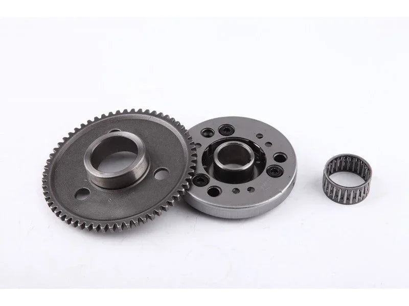 ChinesePartsUSA 125cc-150cc electric starter clutch assembly for motorcycle engine, showing detailed metal components.