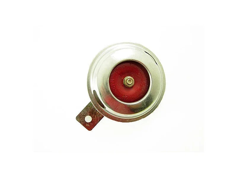 12V electronic horn trumpet for GY6 scooter, ATV, moped, and gokarts, made by ChinesePartsUSA, shown on a plain background.