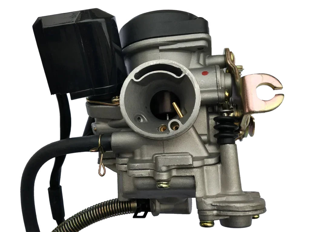 18mm KEIHIN CVK carburetor for GY6 50cc engine, ChinesePartsUSA parts category, detailed view of the performance motorcycle carburetor