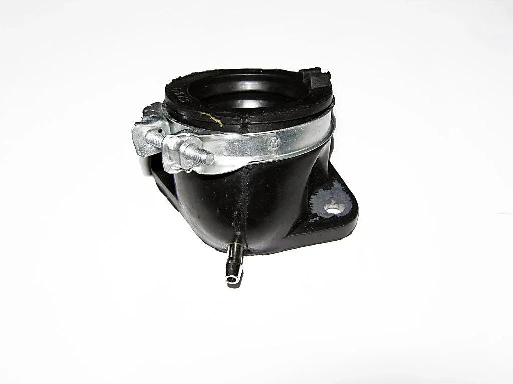 250cc CF250 intake manifold from ChinesePartsUSA, close-up of the black plastic engine part with mounting details.