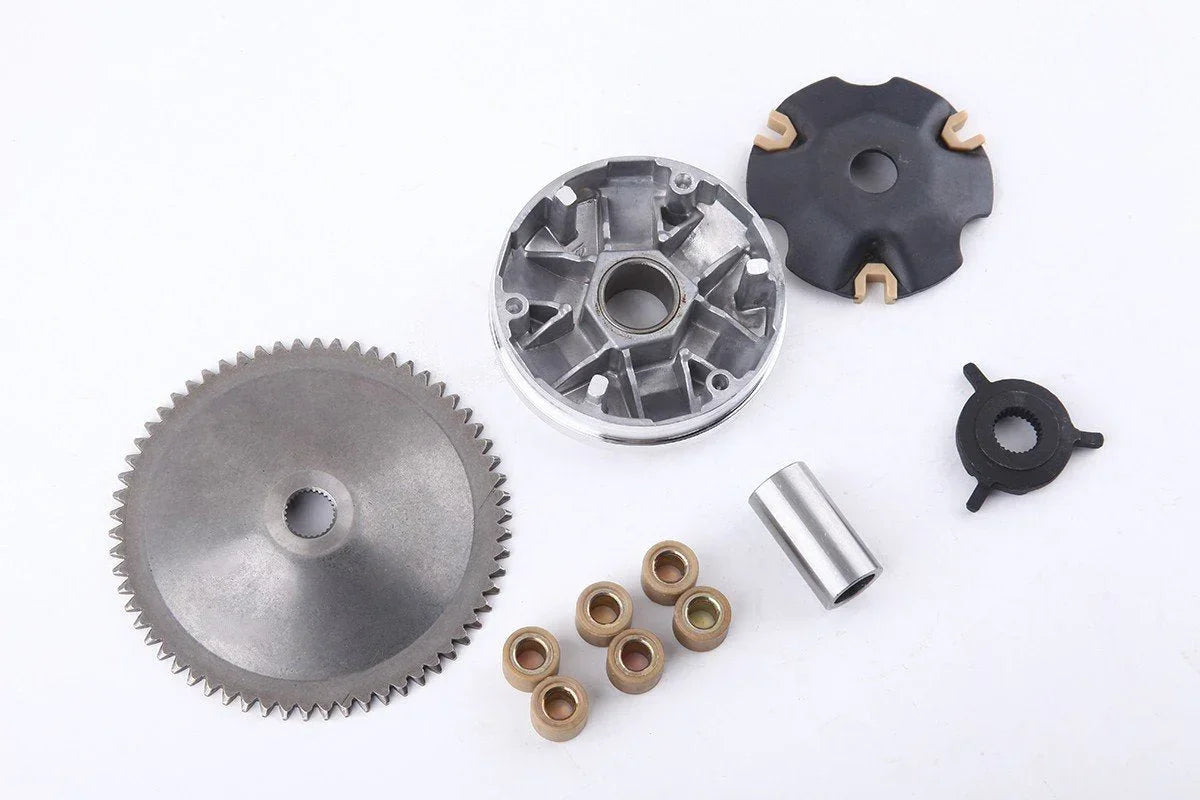 GY6 50cc complete variator kit with roller weights for scooter or moped engine