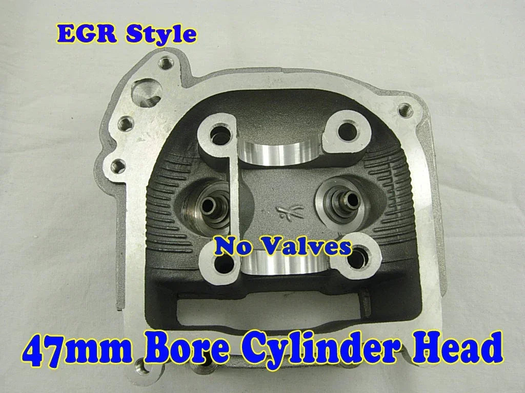 47mm EGR-style cylinder head for GY6 80cc scooter engine without valve, used in ChinesePartsUSA engine parts.