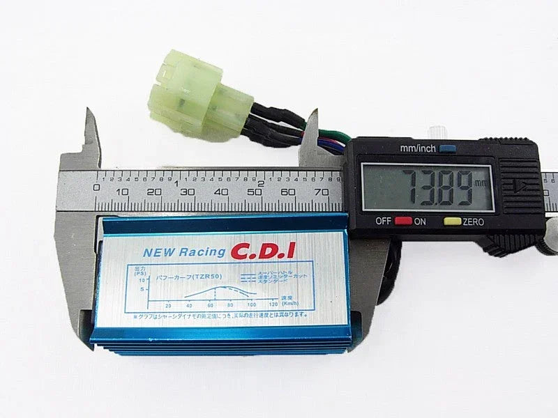 6-pin A/C GY6 performance CDI box unit for scooters, ATVs, go-karts, and mopeds, compatible with 50cc to 150cc engines.