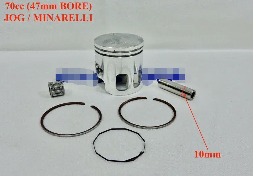 70cc Jog piston kit from ChinesePartsUSA, includes piston and components for scooter engine repair.