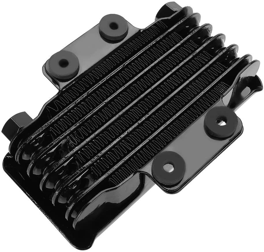 Black aluminum engine oil cooler radiator for 100CC-250CC motorcycle, dirt bike, and ATV by ChinesePartsUSA.