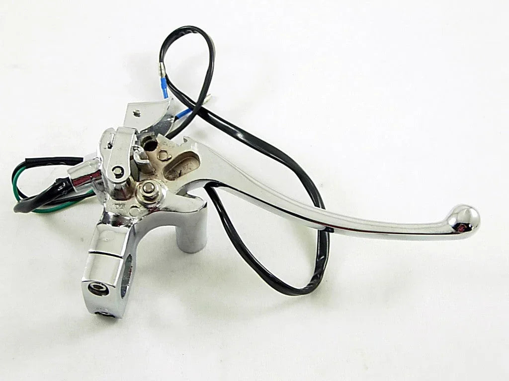 Rear left brake handle lever assembly for gy6 scooters, made by ChinesePartsUSA, shown in black with mounting hardware.
