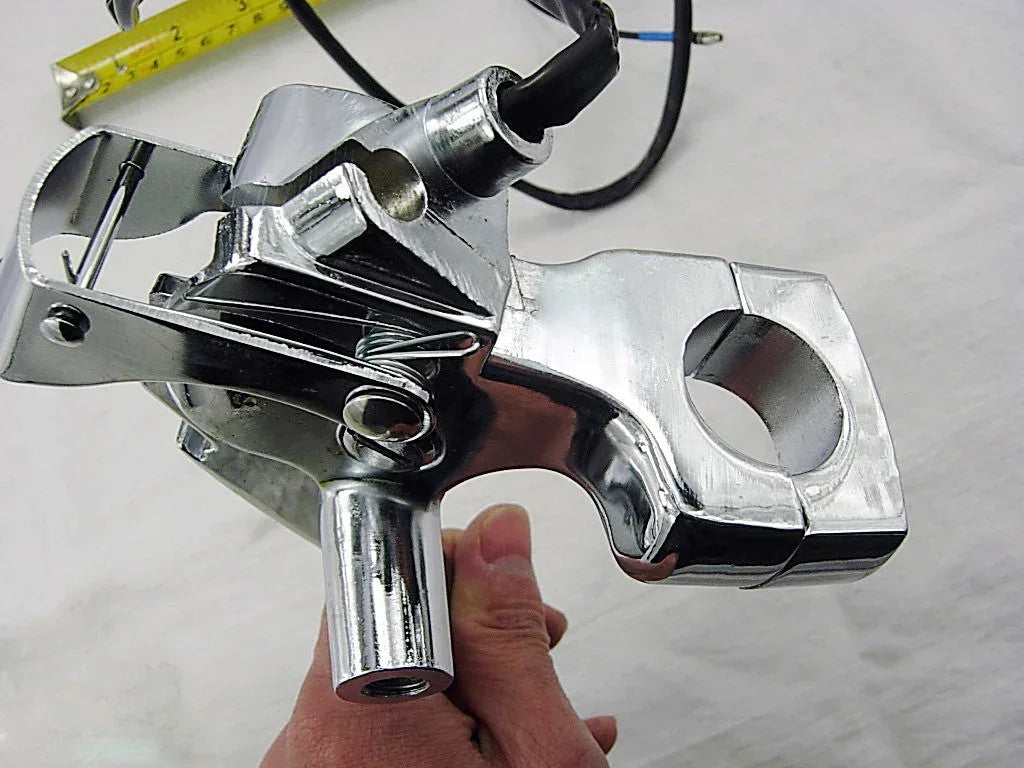 Rear left brake handle lever assembly for Gy6 scooters, made by ChinesePartsUSA, shown in black with mounting hardware.