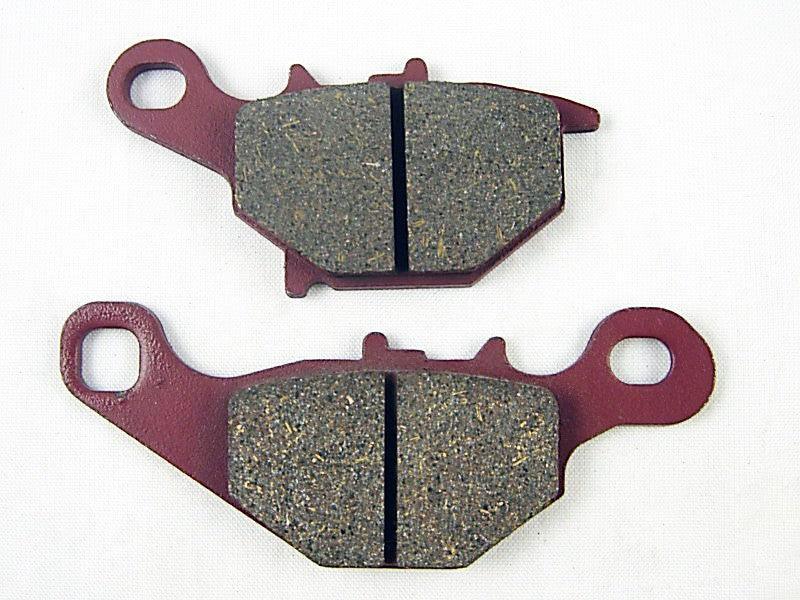 ChinesePartsUSA brake pads set for GY6 125cc scooter, showing clean metal components and detailed brake pad surfaces.