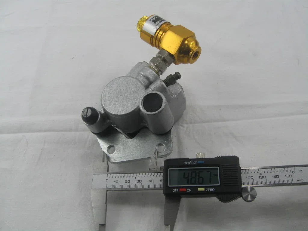 Break caliper with ABS pump for GY6 50cc scooters, ChinesePartsUSA parts category, shown in black with mounting bracket