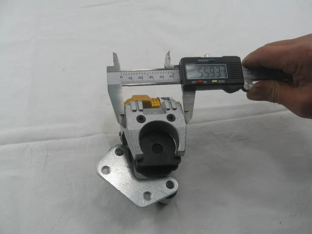 Break caliper with ABS pump for GY6 50cc scooters, ChinesePartsUSA motorcycle parts image showing brake component and hydraulic system.
