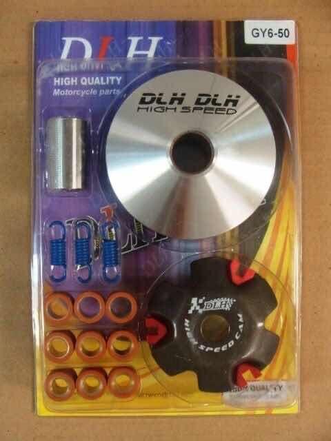 GY6 50cc scooter variator drive pulley kit with rollers, springs, and clutch parts