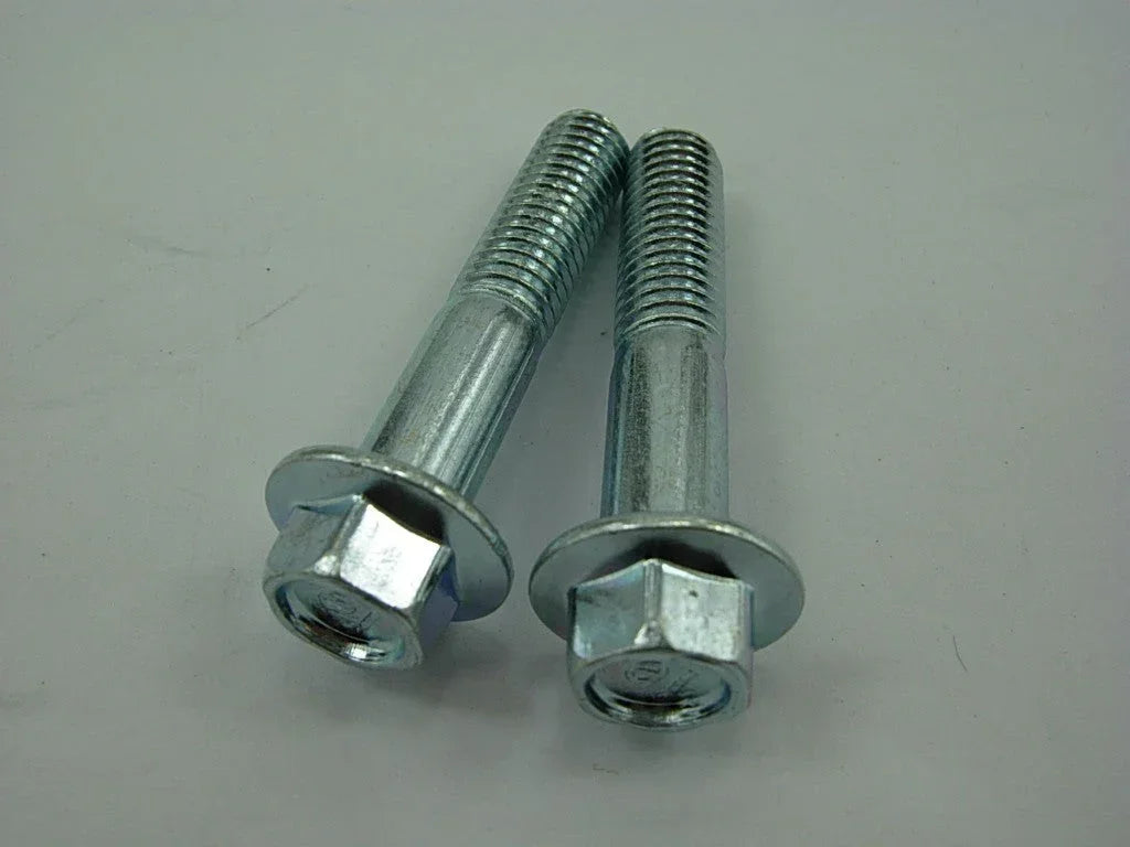 Set of two ChinesePartsUSA M8x40 flange bolts, durable metal fasteners for automotive or machinery assembly.