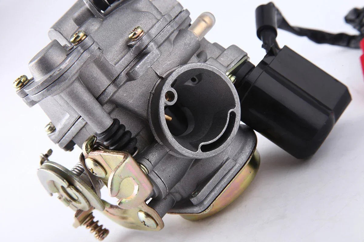 Set of 30 ChinesePartsUSA carburetors for 4-stroke GY6 49cc and 50cc Chinese scooters and mopeds, compatible with Taotao and Kymco.