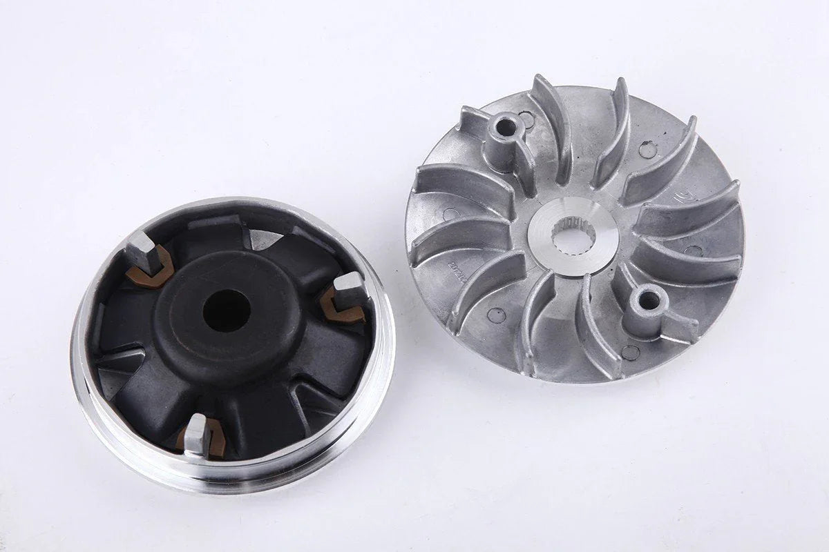 ChinesePartsUSA 30-piece variator kit with roller weights for GY6 125cc and 150cc scooters, essential engine performance parts.