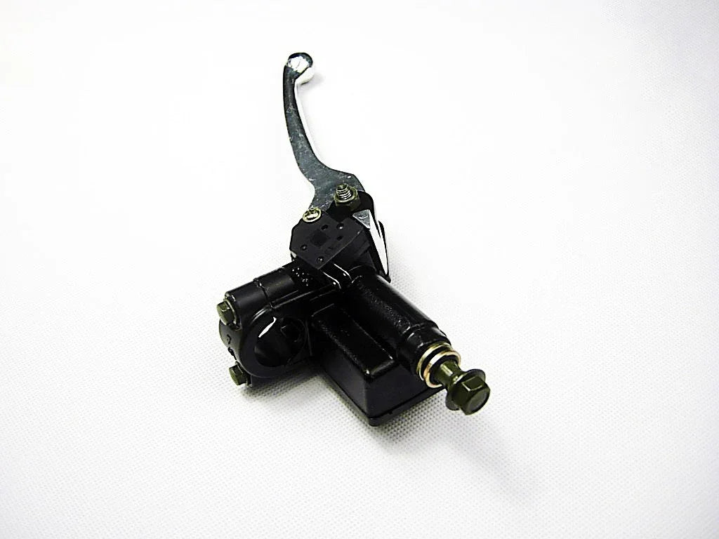 Right-side hydraulic brake handle assembly lever for motorcycle master cylinder by ChinesePartsUSA, showing detailed metal components.