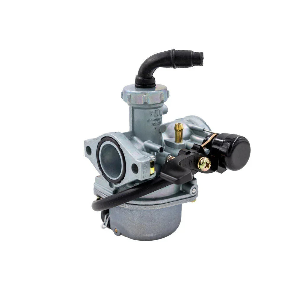 KKE carburetor for motorcycle, ATV, or dirt bike engine replacement part with black throttle and fuel line