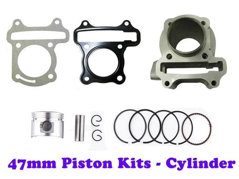 47mm big bore cylinder engine kit with piston, gaskets, and rings for scooters or ATVs