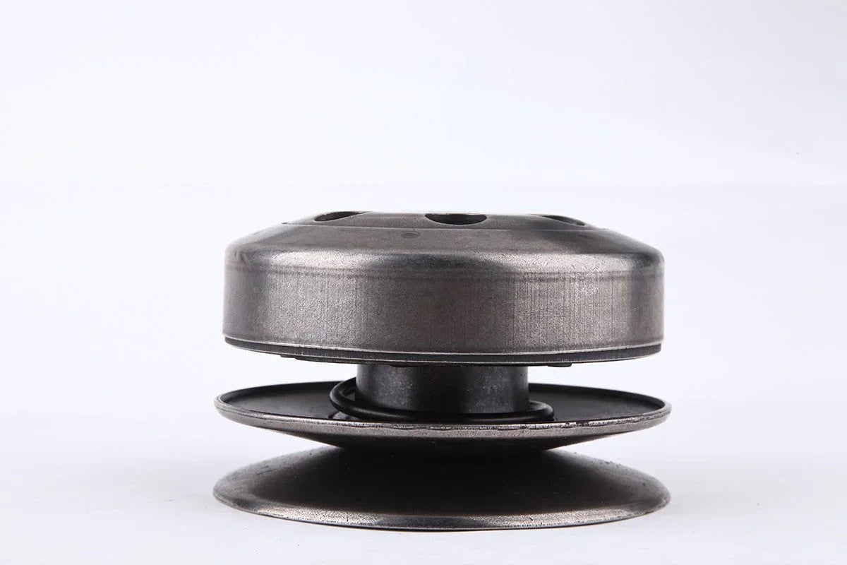 GY6 50cc scooter clutch assembly with bell, metal part on white background