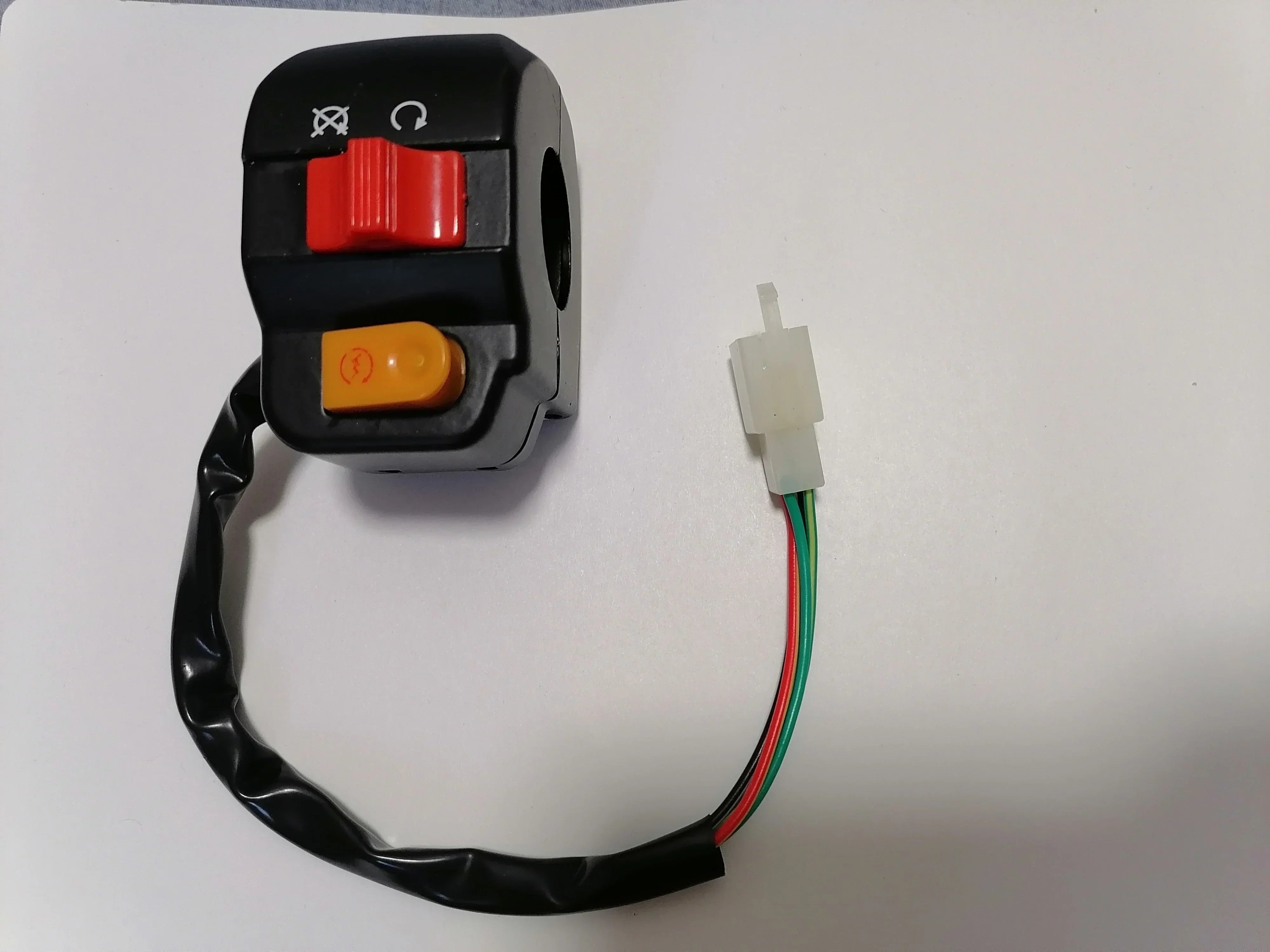 Right side start and kill switch for motorcycle from ChinesePartsUSA, showing the black switch assembly with wiring connections.