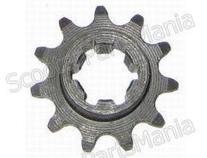 11-tooth front sprocket for pocket mini bike, ChinesePartsUSA pocket bike parts, with metal teeth and black finish.