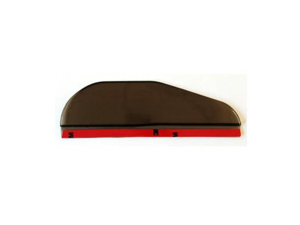 Pair of smoke-colored auto rear view mirror rainproof blade covers for universal window vis, by ChinesePartsUSA.