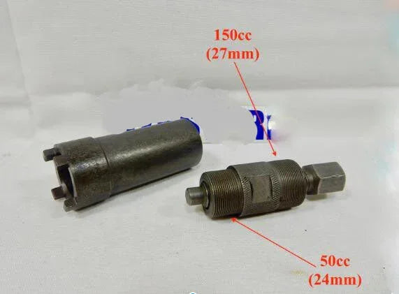 ChinesePartsUSA flywheel and clutch tools for GY6150cc engines, universal accessories for automotive repair and maintenance.
