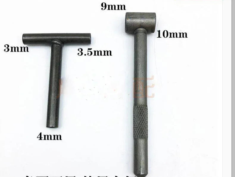 ChinesePartsUSA valve tappet adjusting tool set with 9mm hex head and 3mm square head wrenches for engine maintenance.