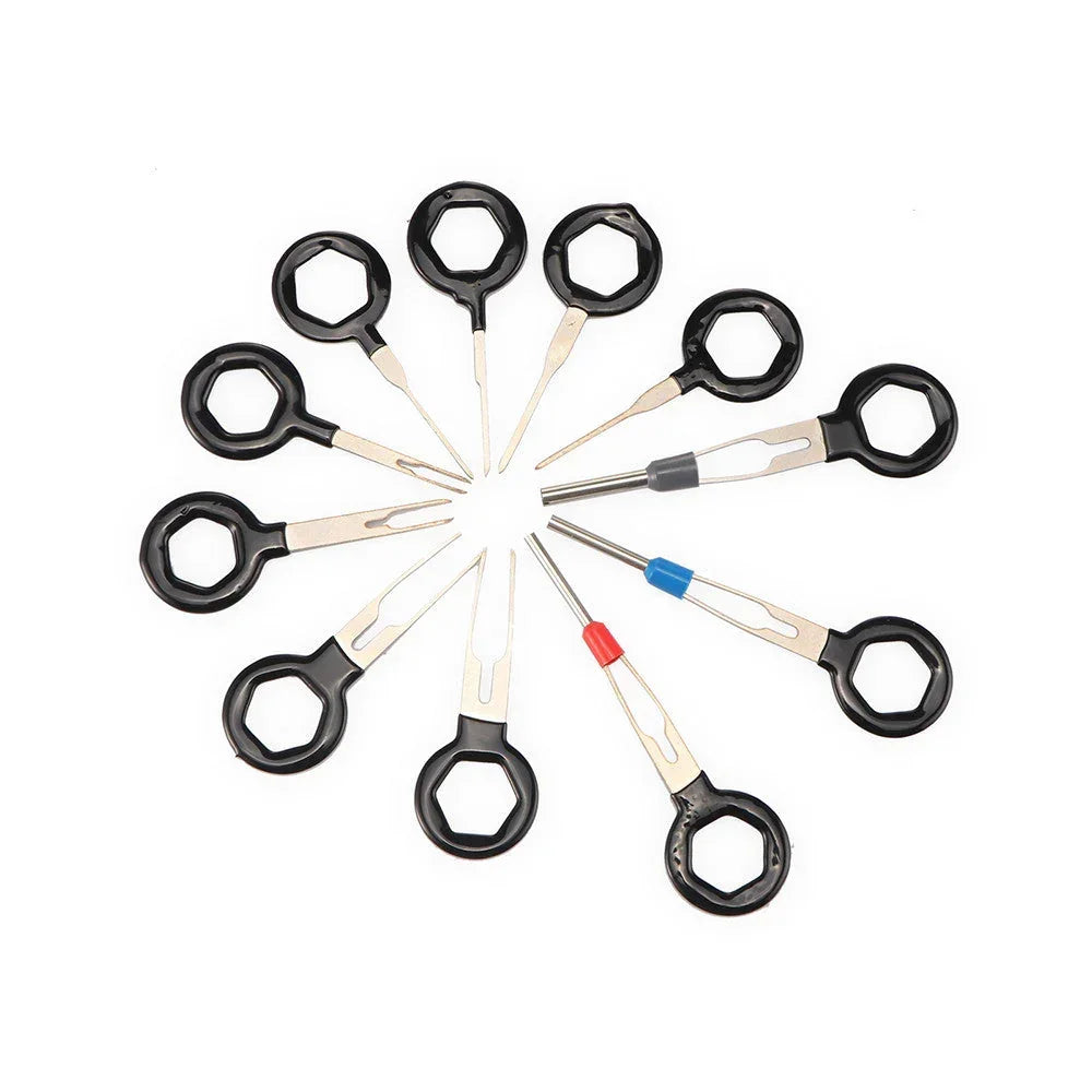 ChinesePartsUSA 11pcs auto car plug circuit board wire harness terminal extractor and connector removal tool kit for vehicle repairs.