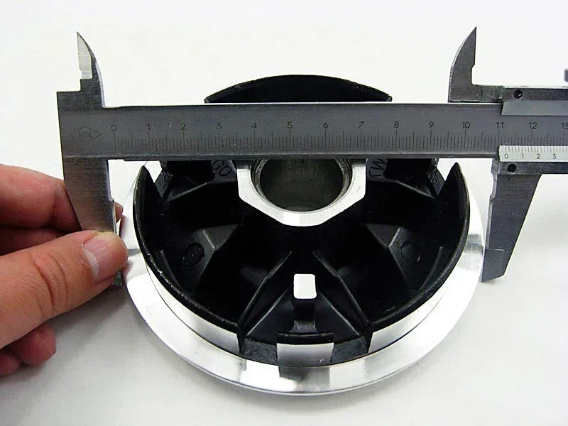 High performance variator drive pulley with 14g roller weights, showcasing its durable design and precision engineering.
