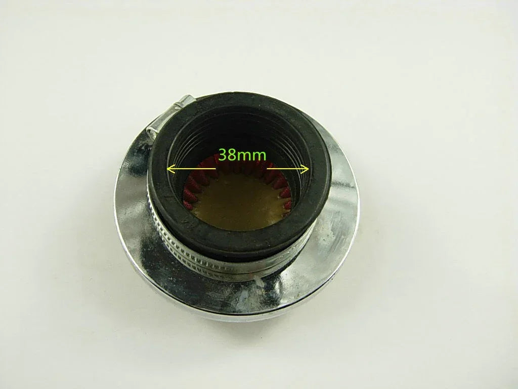 38mm air filter for dirt bikes, vendor-unknown dirt bike parts, cylindrical filter with mesh exterior and rubber sealing edges.